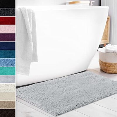 Floordirekt Badematte Sky Soft Eckig & Rund Badezimmerteppich Extra flauschig rutschfest & Schnell trocknend Viele Farben & Größen (60 x 100 cm, Silbergrau) Floordirekt Badematte Sky Soft Eckig & Rund Badezimmerteppich Extra flauschig rutschfest & Schnell trocknend Viele Farben & Größen (60 x 100 cm, Silbergrau)