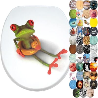 Sanilo WC Sitz mit Absenkautomatik & Quick-Release aus Holz, Froggy Toilettendeckel mit Soft-Close & Schnellverschluss, per Knopfdruck abnehmbar, einfache Montage von oben inkl. Schraubendreher Sanilo WC Sitz mit Absenkautomatik & Quick-Release aus Holz, Froggy Toilettendeckel mit Soft-Close & Schnellverschluss, per Knopfdruck abnehmbar, einfache Montage von oben inkl. Schraubendreher
