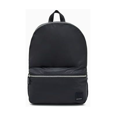 Armani Exchange Men's double pocket down side logo patch backpack, Black, Medium Armani Exchange Men's double pocket down side logo patch backpack, Black, Medium