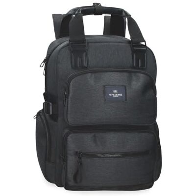 Pepe Jeans Whitton Rucksack für Laptop, 39,6 cm (15,6 Zoll), Schwarz, 28 x 40 x 16 cm, Kunstleder und Polyester von Joumma Bags Pepe Jeans Whitton Rucksack für Laptop, 39,6 cm (15,6 Zoll), Schwarz, 28 x 40 x 16 cm, Kunstleder und Polyester von Joumma Bags