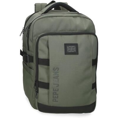 Pepe Jeans Matlock Rucksack für Laptop, 39,6 cm (15,6 Zoll), Grün, 28 x 40 x 16 cm, Kunstleder und Polyester von Joumma Bags Pepe Jeans Matlock Rucksack für Laptop, 39,6 cm (15,6 Zoll), Grün, 28 x 40 x 16 cm, Kunstleder und Polyester von Joumma Bags