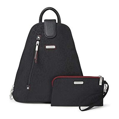 Baggallini Damen Metro Rucksack mit RFID-Handyarmband, Schwarz (Black Cheetah), Einheitsgröße Baggallini Damen Metro Rucksack mit RFID-Handyarmband, Schwarz (Black Cheetah), Einheitsgröße