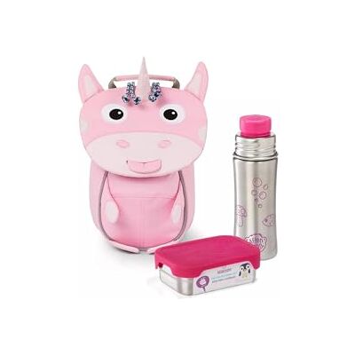 Affenzahn Kinderrucksack Kleiner Freund Einhorn Rosa Ergonomischer Kindergarten-Rucksack für Kinder von 1 bis 3 Jahren mit Reflektoren, Ziehzunge und Namensschild Affenzahn Kinderrucksack Kleiner Freund Einhorn Rosa Ergonomischer Kindergarten-Rucksack für Kinder von 1 bis 3 Jahren mit Reflektoren, Ziehzunge und Namensschild