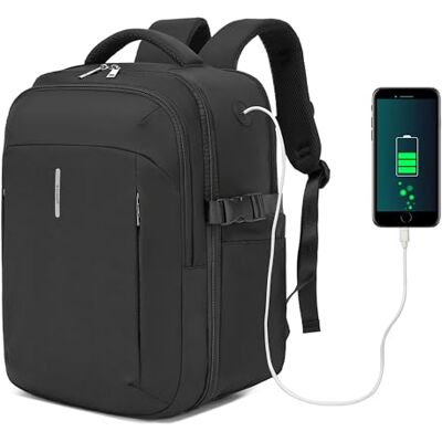 KONO Ryanair Handgepäck Rucksack 40x30x20, 24 L für Flugreisen, Schwarz Separates 15,6-Zoll-Laptopfach, wasserdichte Innentasche und viele Fächer halten Technik, Kleidung und Zubehör gut geordnet KONO Ryanair Handgepäck Rucksack 40x30x20, 24 L für Flugreisen, Schwarz Separates 15,6-Zoll-Laptopfach, wasserdichte Innentasche und viele Fächer halten Technik, Kleidung und Zubehör gut geordnet
