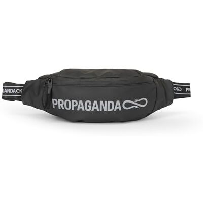 Franco Cosimo Panini Propaganda Offizielle Propaganda Gürteltasche mit Hauptfach und Flacher Gesäßtasche, Reißverschluss und verstellbarem Gürtel, 34 x 14,5 x 9 cm, reflektierender Druck, Schwarz, Franco Cosimo Panini Propaganda Offizielle Propaganda Gürteltasche mit Hauptfach und Flacher Gesäßtasche, Reißverschluss und verstellbarem Gürtel, 34 x 14,5 x 9 cm, reflektierender Druck, Schwarz,