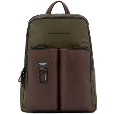 Piquadro -Rucksack Laptop 15,6"und Tablet12,9" Leder-Herren-Grün Dunkelbraun Gepolsterte Schulterriemen, Doppeltes Gerätefach, Organisierte Fächer, Büro, Business Piquadro -Rucksack Laptop 15,6"und Tablet12,9" Leder-Herren-Grün Dunkelbraun Gepolsterte Schulterriemen, Doppeltes Gerätefach, Organisierte Fächer, Büro, Business