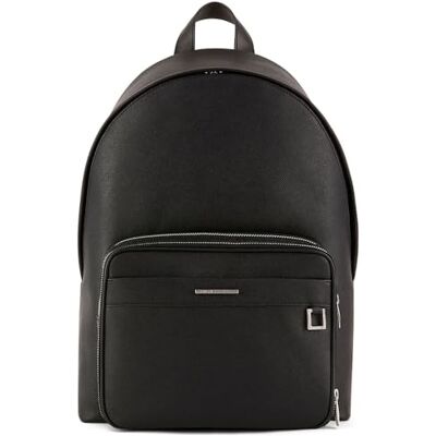 Armani Exchange Men's New York, Sustainable, logo plate, double zip Backpack,Black,One size Armani Exchange Men's New York, Sustainable, logo plate, double zip Backpack,Black,One size