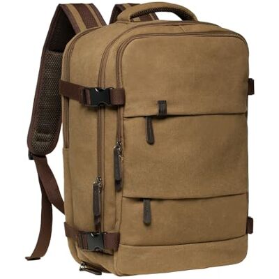 KAUKKO Canvas 40L Reiserucksack, Freundlich Handgepäck Rucksack Travel Backpack für 15,6 Zoll Laptop, Flug Genehmigt Bordgepäck Wasserabweisend Kabinenrucksack für Weekender Trip, FH12-Braun KAUKKO Canvas 40L Reiserucksack, Freundlich Handgepäck Rucksack Travel Backpack für 15,6 Zoll Laptop, Flug Genehmigt Bordgepäck Wasserabweisend Kabinenrucksack für Weekender Trip, FH12-Braun