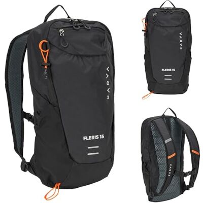 KADVA Leicht und wetterfest Wanderrucksack Strapazierfähiges Polyester 15L Schwarz Für Tagestouren und Sport KADVA Leicht und wetterfest Wanderrucksack Strapazierfähiges Polyester 15L Schwarz Für Tagestouren und Sport