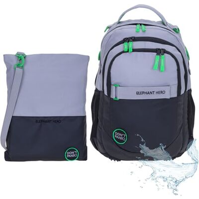 Elephant 2tlg. Set Schulrucksack Hero 13047 CB Grau Grün + Turnbeutel Signature Mädchen Jungen Rucksack Schule Tasche Laptopfach Attach Bag Elephant 2tlg. Set Schulrucksack Hero 13047 CB Grau Grün + Turnbeutel Signature Mädchen Jungen Rucksack Schule Tasche Laptopfach Attach Bag
