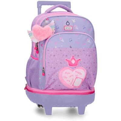 Enso Queen of Hearts Rucksack mit 2 Rädern, Violett, 33 x 44 x 21 cm, Polyester, 30,49 l Enso Queen of Hearts Rucksack mit 2 Rädern, Violett, 33 x 44 x 21 cm, Polyester, 30,49 l