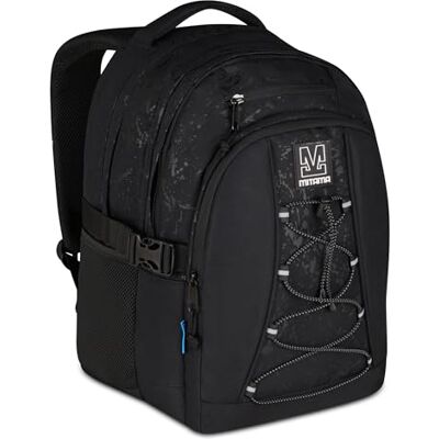 Mitama Schulrucksack für Schule, Oberstufe, #BDBF LightDark, drei Fächer, Extra Stauraum, Mädchen und Jungen, Trinkflaschenfach und Laptopfach, gepolstertes Rückenteil, schwarz Mitama Schulrucksack für Schule, Oberstufe, #BDBF LightDark, drei Fächer, Extra Stauraum, Mädchen und Jungen, Trinkflaschenfach und Laptopfach, gepolstertes Rückenteil, schwarz