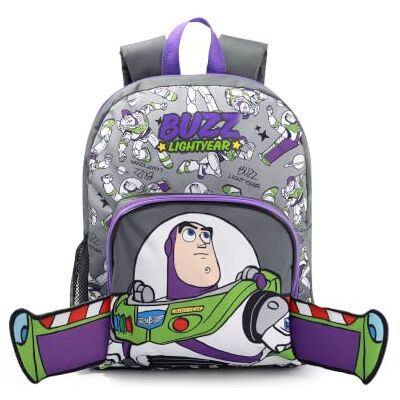 Disney Toy Story Buzz Lightyear Jungen-Rucksack, grau Schulrucksack mit Reißverschluss, 3D-Charaktergesicht, Vordertasche Mehrere Fächer, Netzgewebe Merchandise Disney Toy Story Buzz Lightyear Jungen-Rucksack, grau Schulrucksack mit Reißverschluss, 3D-Charaktergesicht, Vordertasche Mehrere Fächer, Netzgewebe Merchandise