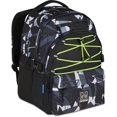 Mitama Schulrucksack für Schule, Oberstufe, #BDBF LightDark, drei Fächer, Extra Stauraum, Mädchen und Jungen, Trinkflaschenfach und Laptopfach, gepolstertes Rückenteil, schwarz Mitama Schulrucksack für Schule, Oberstufe, #BDBF LightDark, drei Fächer, Extra Stauraum, Mädchen und Jungen, Trinkflaschenfach und Laptopfach, gepolstertes Rückenteil, schwarz