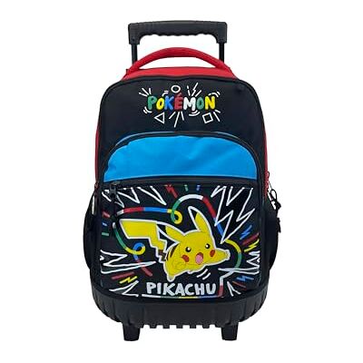 CYPBRANDS Pikachu Rucksack mit Trolley, kompakt, Mehrfarbig, robust, Schulrucksack mit Rädern, Geschenk für Kinder, offizielles Produkt CYPBRANDS Pikachu Rucksack mit Trolley, kompakt, Mehrfarbig, robust, Schulrucksack mit Rädern, Geschenk für Kinder, offizielles Produkt