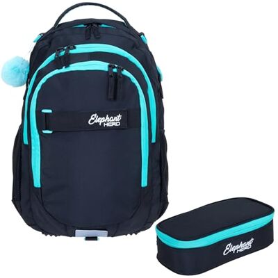 Elephant 2tlg. Set Schulrucksack Hero + Mäppchen13015 Tiff Türkis rm Rucksack Schultasche Schule Laptopfach Gymnasium weiterführende Schule Elephant 2tlg. Set Schulrucksack Hero + Mäppchen13015 Tiff Türkis rm Rucksack Schultasche Schule Laptopfach Gymnasium weiterführende Schule