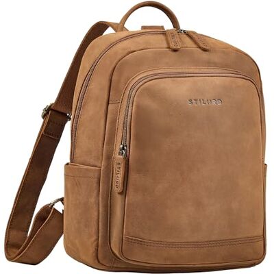 STILORD "Clarissa Leder Rucksack Damen Mittelgroß für Tablet 13 Zoll Cityrucksack für Frauen Eleganter Lederrucksack Daypack Arbeitsrucksack & Tagesrucksack Echtleder Farbe:tan-dunkelbraun STILORD "Clarissa Leder Rucksack Damen Mittelgroß für Tablet 13 Zoll Cityrucksack für Frauen Eleganter Lederrucksack Daypack Arbeitsrucksack & Tagesrucksack Echtleder Farbe:tan-dunkelbraun
