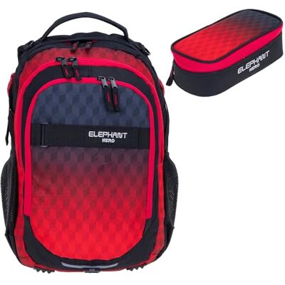 Elephant 2tlg. Set Schulrucksack Hero + Mäppchen 12868 Red Cube rm MädchenJungen Rot Schwarz Rucksackset Mäppchenbox 2Teile Schule Rucksack mit Stifteetui Elephant 2tlg. Set Schulrucksack Hero + Mäppchen 12868 Red Cube rm MädchenJungen Rot Schwarz Rucksackset Mäppchenbox 2Teile Schule Rucksack mit Stifteetui