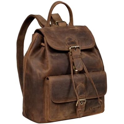 STILORD Damen-Rucksack aus Leder braun Cityrucksack 13 Zoll Vintage Backpack Frauen-Rucksack für Arbeit, Reisen, Shopping & mehr Destiny STILORD Damen-Rucksack aus Leder braun Cityrucksack 13 Zoll Vintage Backpack Frauen-Rucksack für Arbeit, Reisen, Shopping & mehr Destiny