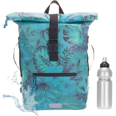 Elephant Rucksack Time Bag Damen A4 Plane 12818 Petrol Flower 5 + f Roll-Top, Kurierrucksack, Fahrradrucksack, A4-Format, inkl. Flasche Elephant Rucksack Time Bag Damen A4 Plane 12818 Petrol Flower 5 + f Roll-Top, Kurierrucksack, Fahrradrucksack, A4-Format, inkl. Flasche