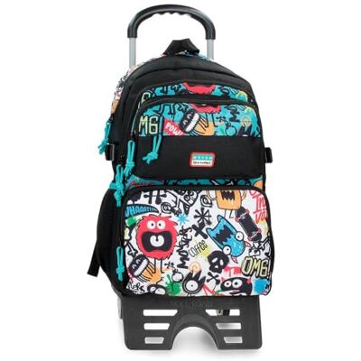 MOVOM Monsters Zwei-Fächer Schulrucksack Schwarz 32x45x19 cm Polyester 27,36L MOVOM Monsters Zwei-Fächer Schulrucksack Schwarz 32x45x19 cm Polyester 27,36L