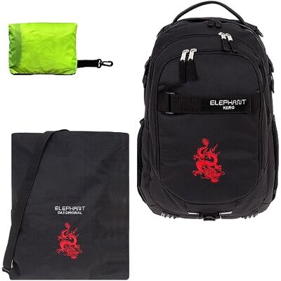 Elephant 3tlg. Set Schulrucksack Hero 12645 Dragon Schwarz rtp Signature Jungen Mädchen Rucksack Sportbeutel Turnbeutel Regencover Attach Bag Raincover Elephant 3tlg. Set Schulrucksack Hero 12645 Dragon Schwarz rtp Signature Jungen Mädchen Rucksack Sportbeutel Turnbeutel Regencover Attach Bag Raincover