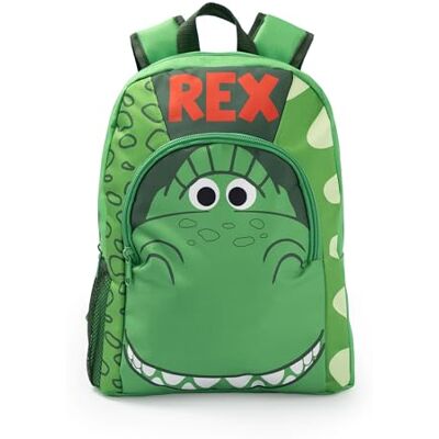 Disney Toy Story Rex, grüner Jungen-Rucksack Schulrucksack mit Reißverschluss und Rex-Motiv Reißverschlusstasche vorne & seitliche Netztasche Disney Toy Story Rex, grüner Jungen-Rucksack Schulrucksack mit Reißverschluss und Rex-Motiv Reißverschlusstasche vorne & seitliche Netztasche