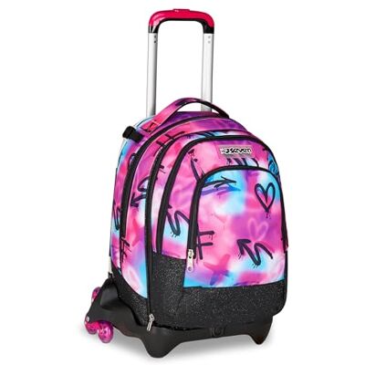 Seven Jack Detach Schulranzen mit Rollen, 37 Liter, Doppelfach, Schulrucksack mit Trinkflaschenfach, 3 in 1 multifunktional, versteckbare Schultergurte, Schule und Freizeit, Mädchen und Jungen, rosa Seven Jack Detach Schulranzen mit Rollen, 37 Liter, Doppelfach, Schulrucksack mit Trinkflaschenfach, 3 in 1 multifunktional, versteckbare Schultergurte, Schule und Freizeit, Mädchen und Jungen, rosa