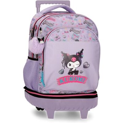 Pepe Jeans Kuromi Sanrio Retropop 2-Rad-Rucksack, abnehmbar, kompakt, Violett, 32 x 45 x 21 cm, Polyester 30.2L Pepe Jeans Kuromi Sanrio Retropop 2-Rad-Rucksack, abnehmbar, kompakt, Violett, 32 x 45 x 21 cm, Polyester 30.2L