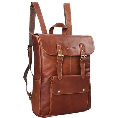 STILORD Manila Vintage Leder Rucksack Damen Herren XL Lederrucksack DIN A4 braune Rucksackhandtasche mit 15-16 Zoll Laptopfach großer Daypack aus echtem Leder Farbe:Cognac braun STILORD Manila Vintage Leder Rucksack Damen Herren XL Lederrucksack DIN A4 braune Rucksackhandtasche mit 15-16 Zoll Laptopfach großer Daypack aus echtem Leder Farbe:Cognac braun