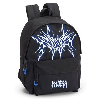 COMIX PHOBIA Schulrucksack für Jungen und Mädchen mit Hauptfach, Fronttasche mit Reißverschluss, Seitentasche mit elastischem Top, gepolsterte und verstellbare Schultergurte, gepolsterte Rückseite und COMIX PHOBIA Schulrucksack für Jungen und Mädchen mit Hauptfach, Fronttasche mit Reißverschluss, Seitentasche mit elastischem Top, gepolsterte und verstellbare Schultergurte, gepolsterte Rückseite und