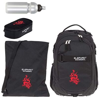Elephant Schulrucksack 4 Teile Set Hero Rucksack 12645 Dragon Red rtmf Signature Jungen Mädchen Schultasche mit Sportbeutel Turnbeutel Mäppchen Flasche Schwarz Rot Elephant Schulrucksack 4 Teile Set Hero Rucksack 12645 Dragon Red rtmf Signature Jungen Mädchen Schultasche mit Sportbeutel Turnbeutel Mäppchen Flasche Schwarz Rot