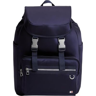 Tommy Hilfiger Herren Rucksack Travel mit Außenfach, Blau (Space Blue), Einheitsgröße Tommy Hilfiger Herren Rucksack Travel mit Außenfach, Blau (Space Blue), Einheitsgröße