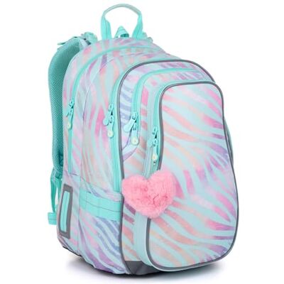 TOPGAL LYNN – Schulrucksack für Mädchen ab 3. Klasse, ergonomisch & leicht, wasserabweisend, mit reflektierenden Elementen, 27 L Schulranzen mit Brustgurt & Rückenpolsterung (Regenbogen-Zebra) TOPGAL LYNN – Schulrucksack für Mädchen ab 3. Klasse, ergonomisch & leicht, wasserabweisend, mit reflektierenden Elementen, 27 L Schulranzen mit Brustgurt & Rückenpolsterung (Regenbogen-Zebra)