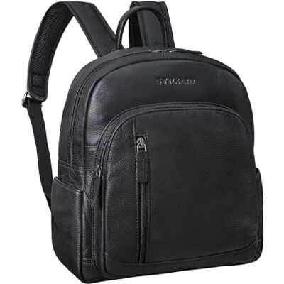 STILORD Bente Handlicher Rucksack Damen Leder Cityrucksack Vintage Lederrucksack schicker Damenrucksack Echtleder Tagesrucksack Farbe:Obsidian schwarz STILORD Bente Handlicher Rucksack Damen Leder Cityrucksack Vintage Lederrucksack schicker Damenrucksack Echtleder Tagesrucksack Farbe:Obsidian schwarz