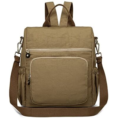 KONO Damen-Rucksack, Anti-Diebstahl-Rucksack, Nylon, für Reisen, Arbeit, Freizeit, Tagesrucksack, Vintage, Schulterrucksack, khaki, Einheitsgröße, Stilvoll KONO Damen-Rucksack, Anti-Diebstahl-Rucksack, Nylon, für Reisen, Arbeit, Freizeit, Tagesrucksack, Vintage, Schulterrucksack, khaki, Einheitsgröße, Stilvoll
