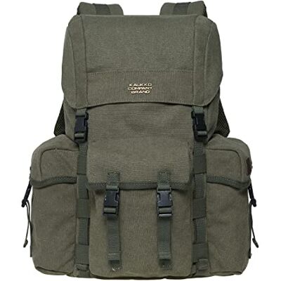 KAUKKO Canvas Retro Rucksack Damen Herren, Vintage Jagdrucksack Wanderrucksack mit 14 Zoll Laptopfach für Arbeit, Ausflüge, Uni, 18L, Armeegrün-K1017 KAUKKO Canvas Retro Rucksack Damen Herren, Vintage Jagdrucksack Wanderrucksack mit 14 Zoll Laptopfach für Arbeit, Ausflüge, Uni, 18L, Armeegrün-K1017
