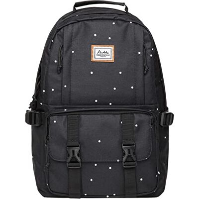 KAUKKO Schöner und durchdachter Rucksack mit Laptopfach für 15 Zoll Schule Uni 22L, Jnl-ks21 schwarzer Fleck, one size, Tagesrucksack KAUKKO Schöner und durchdachter Rucksack mit Laptopfach für 15 Zoll Schule Uni 22L, Jnl-ks21 schwarzer Fleck, one size, Tagesrucksack