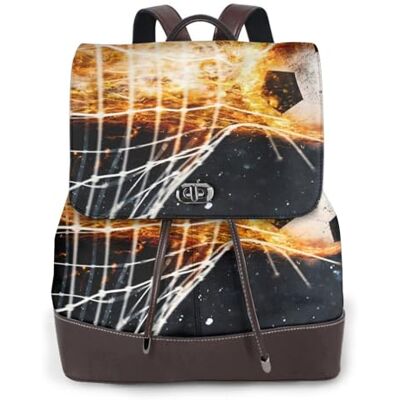 HEBSDFG Stone House mit Fahrrad-Druck, Damen-Rucksack, PU-Leder, Laptop-Taschen, Tagesrucksack für Schule, Reisen, Arbeit, Soccer Fire, One Size, Rucksack Backpacks HEBSDFG Stone House mit Fahrrad-Druck, Damen-Rucksack, PU-Leder, Laptop-Taschen, Tagesrucksack für Schule, Reisen, Arbeit, Soccer Fire, One Size, Rucksack Backpacks