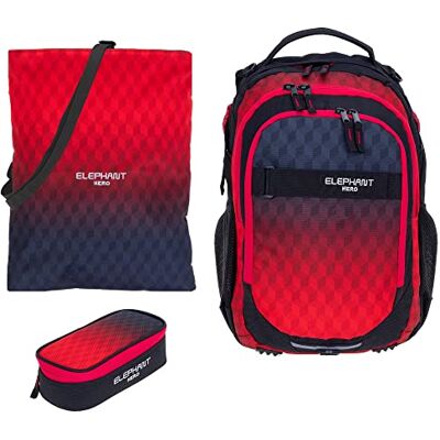 Elephant Schulrucksack Rucksack Hero 3tlg. Set 12868 Red Cube rtm Mädchen Jungen Rot Schwarz Signature Hero Schultasche Laptopfach Rucksack Mäppchen Attach Bag Turnbeutel Elephant Schulrucksack Rucksack Hero 3tlg. Set 12868 Red Cube rtm Mädchen Jungen Rot Schwarz Signature Hero Schultasche Laptopfach Rucksack Mäppchen Attach Bag Turnbeutel
