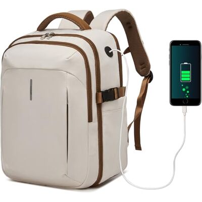 KONO Ryanair Handgepäck Rucksack 40x30x20, 24 L für Flugreisen, Beige/Braun Separates 15,6-Zoll-Laptopfach, wasserdichte Innentasche und viele Fächer halten Technik, Kleidung und Zubehör gut geordnet KONO Ryanair Handgepäck Rucksack 40x30x20, 24 L für Flugreisen, Beige/Braun Separates 15,6-Zoll-Laptopfach, wasserdichte Innentasche und viele Fächer halten Technik, Kleidung und Zubehör gut geordnet