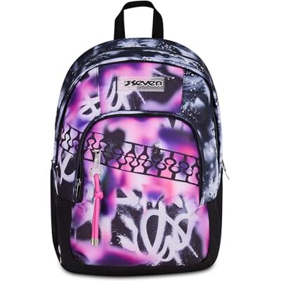 Seven Schulrucksack Dual Detach BUZZY NOTE GIRL, Schwarz, 32 L, Doppelfach, multifunktional, abnehmbarer Rucksack, Tasche mit Organizer, Laptopfach, Mittelschule und Oberschule, Mädchen, Mädchen Seven Schulrucksack Dual Detach BUZZY NOTE GIRL, Schwarz, 32 L, Doppelfach, multifunktional, abnehmbarer Rucksack, Tasche mit Organizer, Laptopfach, Mittelschule und Oberschule, Mädchen, Mädchen