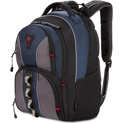WENGER Cobalt Laptop-Rucksack mit Tabletfach, Notebook bis 16 Zoll, 23 l, Damen Herren, Büro Business-Reisen Uni, Schwarz/Blau, 600629 WENGER Cobalt Laptop-Rucksack mit Tabletfach, Notebook bis 16 Zoll, 23 l, Damen Herren, Büro Business-Reisen Uni, Schwarz/Blau, 600629