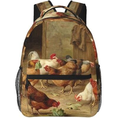 HEBSDFG Romantischer Paris Eiffelturm Fahrrad-Druck, Schultasche, Büchertasche, leicht, Laptop-Rucksack, lässiger Tagesrucksack, Reiserucksack für Studenten, Jungen, Mädchen, Brathuhn, Henne Bauernhof HEBSDFG Romantischer Paris Eiffelturm Fahrrad-Druck, Schultasche, Büchertasche, leicht, Laptop-Rucksack, lässiger Tagesrucksack, Reiserucksack für Studenten, Jungen, Mädchen, Brathuhn, Henne Bauernhof