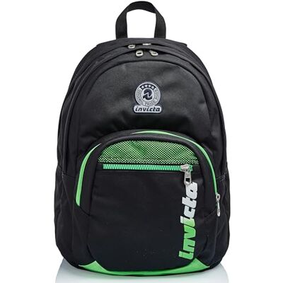 Invicta Rucksack Format, gepolsterter Schulranzen, geräumige Schultasche, mit Trinkflaschenfach, schwarz-grün Invicta Rucksack Format, gepolsterter Schulranzen, geräumige Schultasche, mit Trinkflaschenfach, schwarz-grün