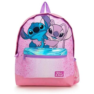 Disney Lilo & Stitch Mädchen Rucksack Rosa Schulrucksack für Mädchen im Alter von 5-12 Jahren Metallic Fronttasche & Trinkflaschenhalter Leichter Schulranzen, rose Disney Lilo & Stitch Mädchen Rucksack Rosa Schulrucksack für Mädchen im Alter von 5-12 Jahren Metallic Fronttasche & Trinkflaschenhalter Leichter Schulranzen, rose