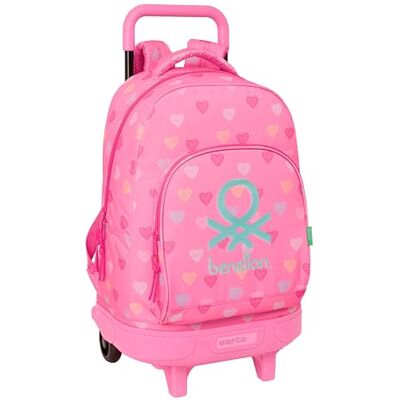 safta Benetton Heart Großer Rucksack mit Rädern, kompakt, abnehmbar, ideal für Kinder verschiedener Altersgruppen, bequem und vielseitig, Qualität und Widerstandsfähigkeit, 33 x 22 x 45 cm safta Benetton Heart Großer Rucksack mit Rädern, kompakt, abnehmbar, ideal für Kinder verschiedener Altersgruppen, bequem und vielseitig, Qualität und Widerstandsfähigkeit, 33 x 22 x 45 cm