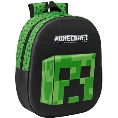 safta Minecraft 3D Schulrucksack mit 3D-Design, anpassbar an den Wagen, ideal für Kinder verschiedener Altersgruppen, bequem und vielseitig, Qualität und Widerstandsfähigkeit, 27 x 10 x 33 cm, bunt, M safta Minecraft 3D Schulrucksack mit 3D-Design, anpassbar an den Wagen, ideal für Kinder verschiedener Altersgruppen, bequem und vielseitig, Qualität und Widerstandsfähigkeit, 27 x 10 x 33 cm, bunt, M