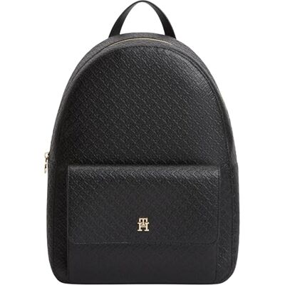 Tommy Hilfiger Damen Rucksack Icon Mono mit Außentasche, Schwarz (Black), Einheitsgröße Tommy Hilfiger Damen Rucksack Icon Mono mit Außentasche, Schwarz (Black), Einheitsgröße