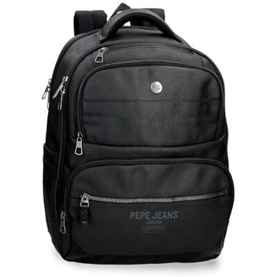 Pepe Jeans Berwick Laptop-Rucksack 15.6 "Zoll Schwarz 33x42x17 cm PU und Polyester 23.56L von Joumma Bags Pepe Jeans Berwick Laptop-Rucksack 15.6 "Zoll Schwarz 33x42x17 cm PU und Polyester 23.56L von Joumma Bags